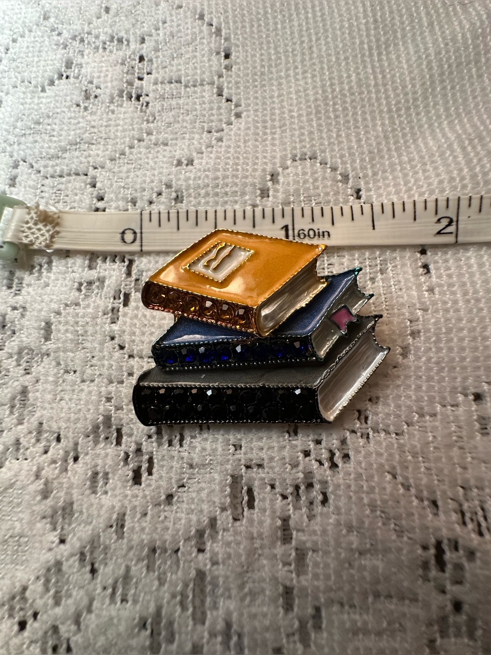 Stacked Book Pin Brooch - Yellow, Blue, Black - Picture 4 of 4